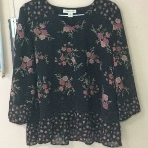 Black Floral Shirt, Coldwater Creek